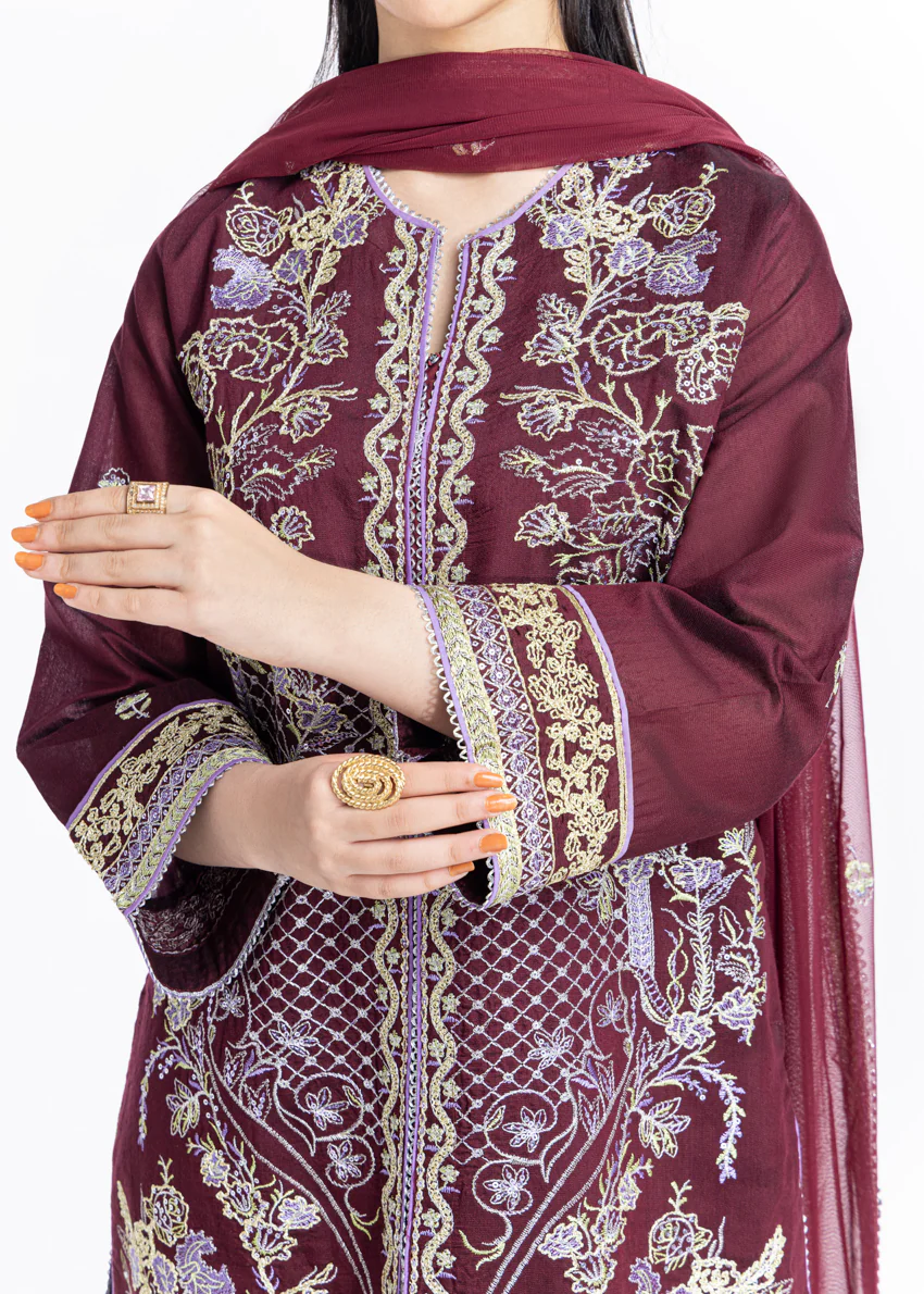 D-Maroon-Cotton Net-3 Piece-(WPS25FE3051) - Image 7