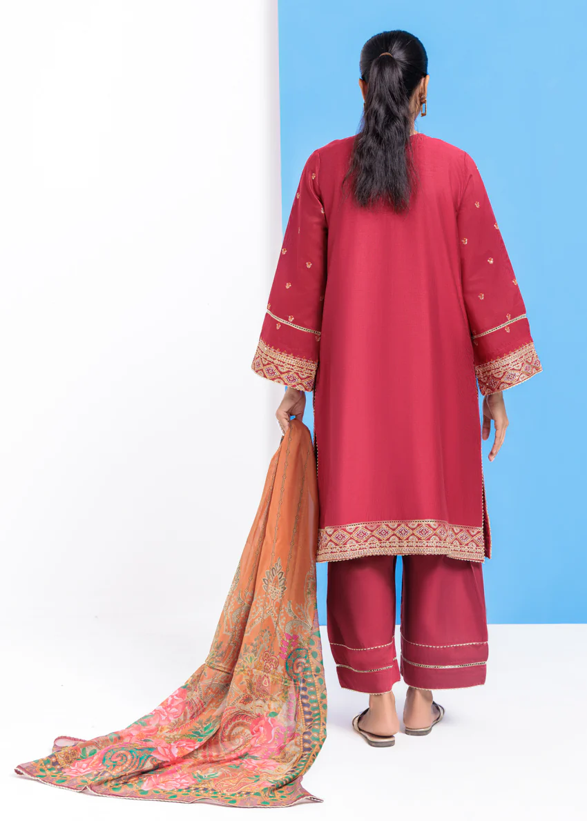 Red-Cotton Silk-3 Piece (WPS25FE3052) - Image 2