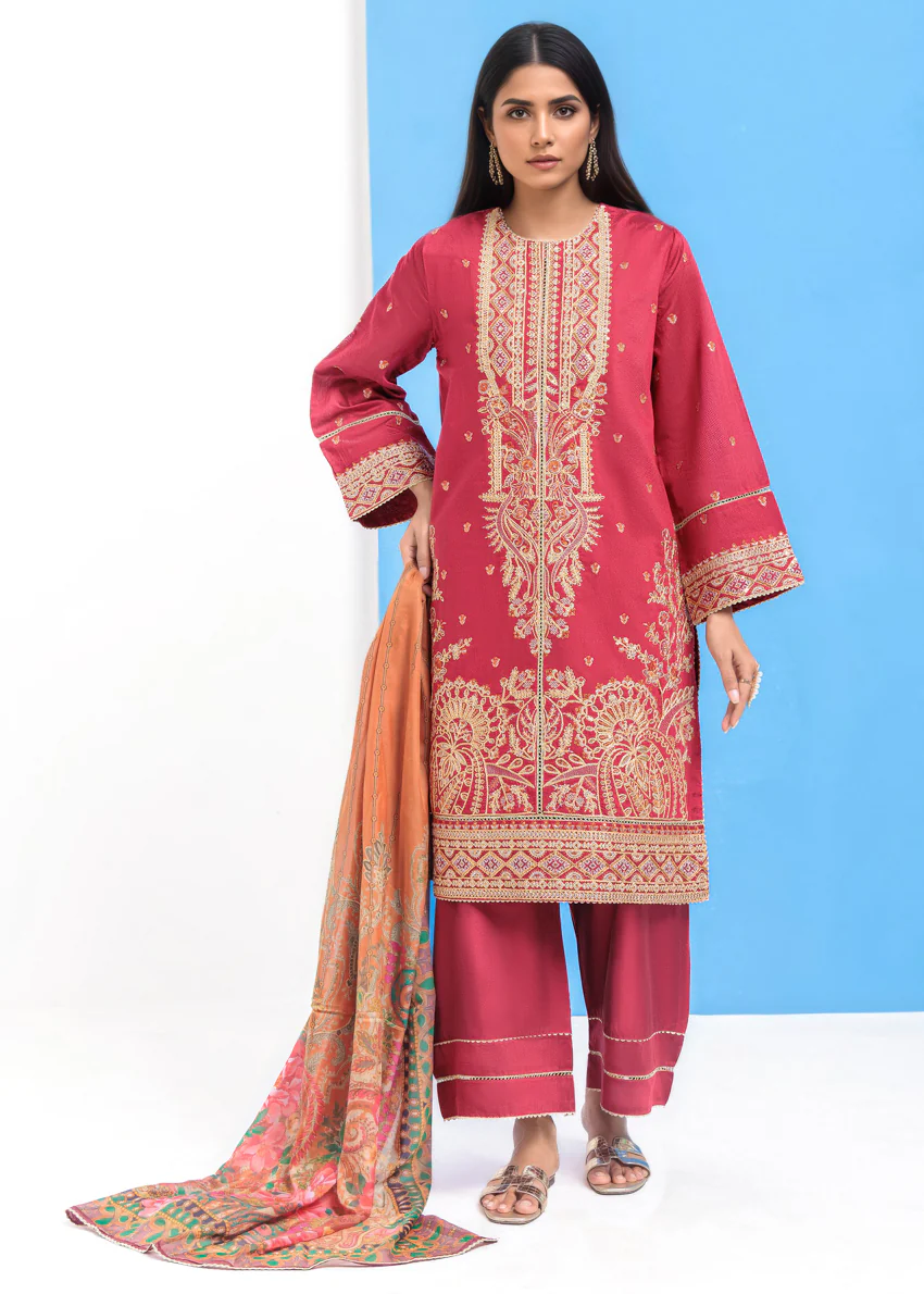 Red-Cotton Silk-3 Piece (WPS25FE3052) - Image 3