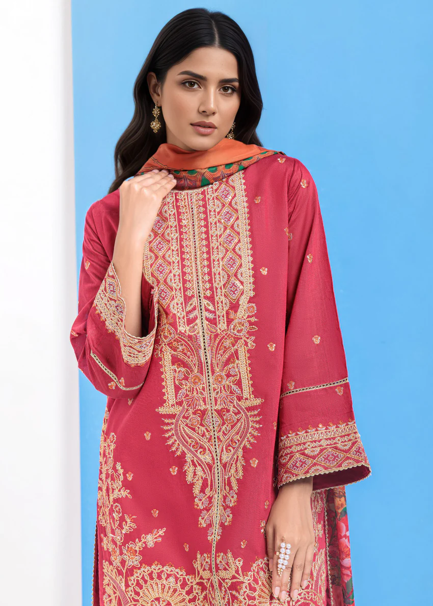 Red-Cotton Silk-3 Piece (WPS25FE3052) - Image 4