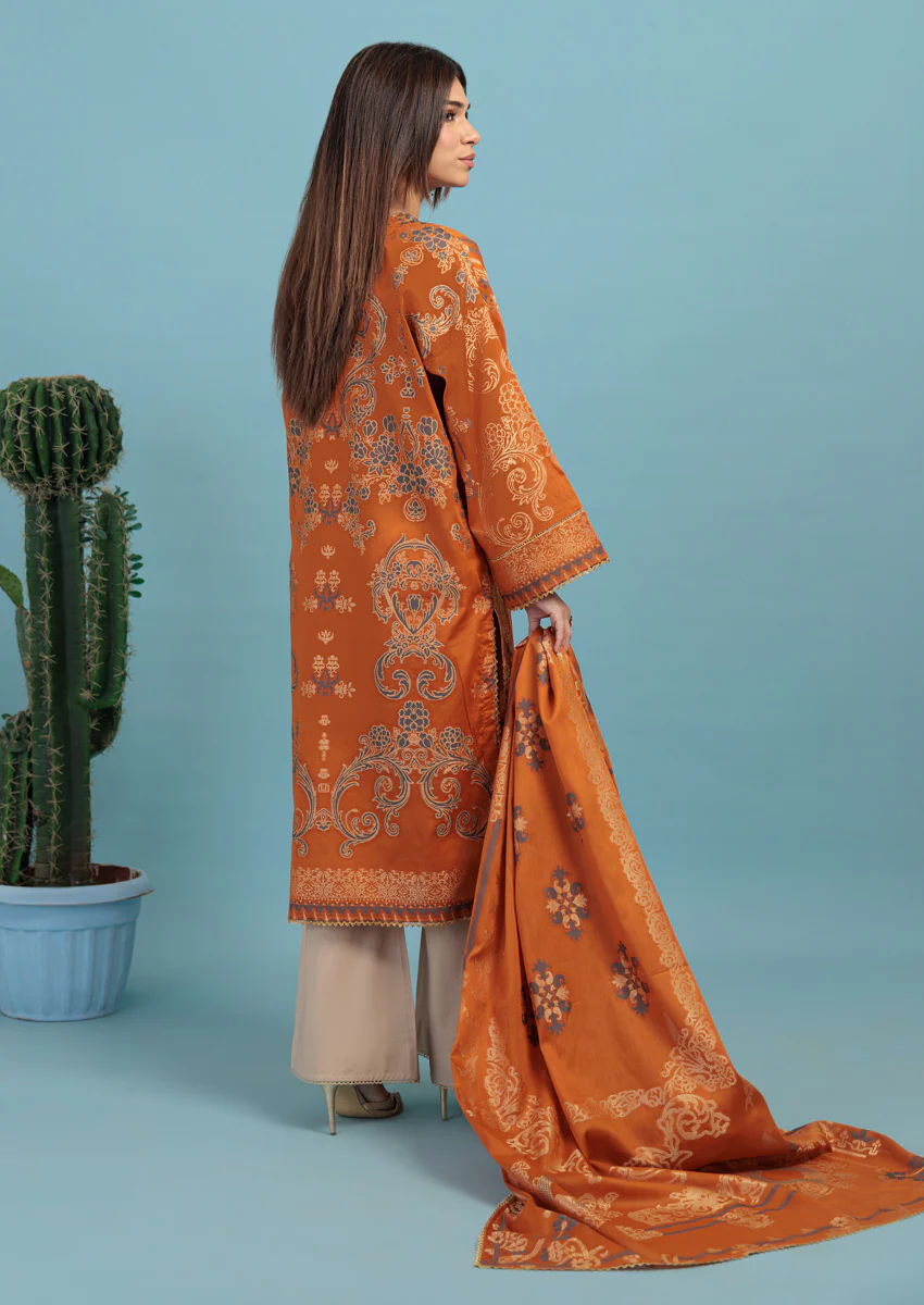 Orange-Jacquard-2 Piece (WPS25JD2003) - Image 2
