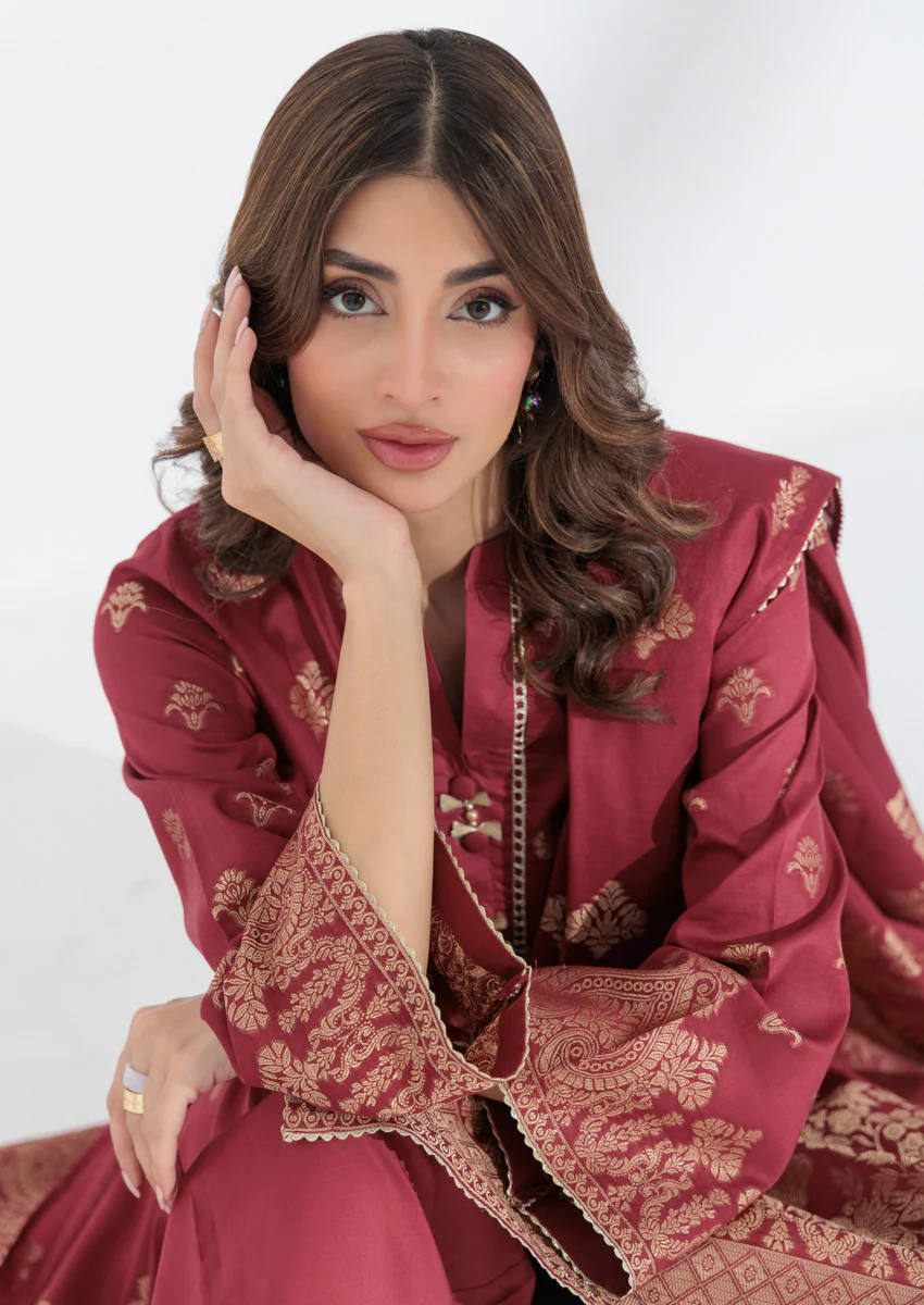Maroon-Jacquard-3 Piece (WPS25JD3006) - Image 3