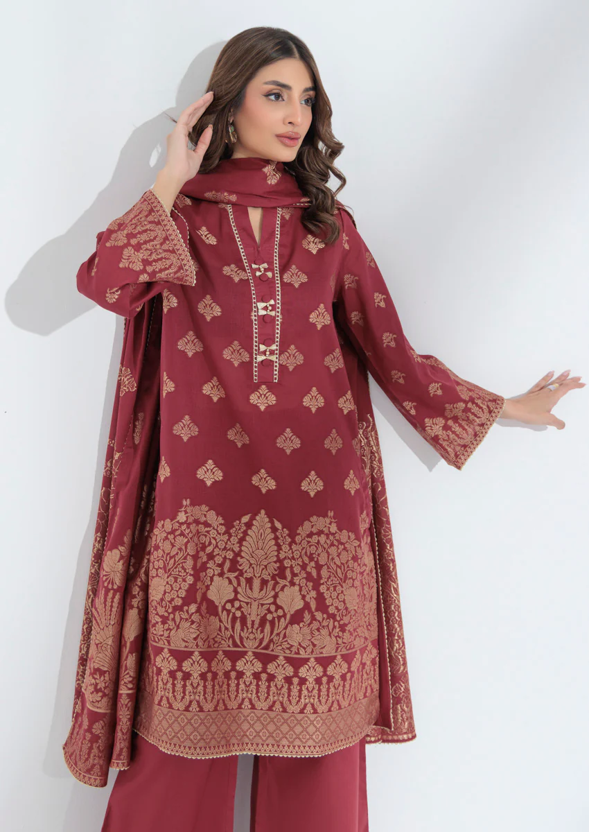 Maroon-Jacquard-3 Piece (WPS25JD3006) - Image 5