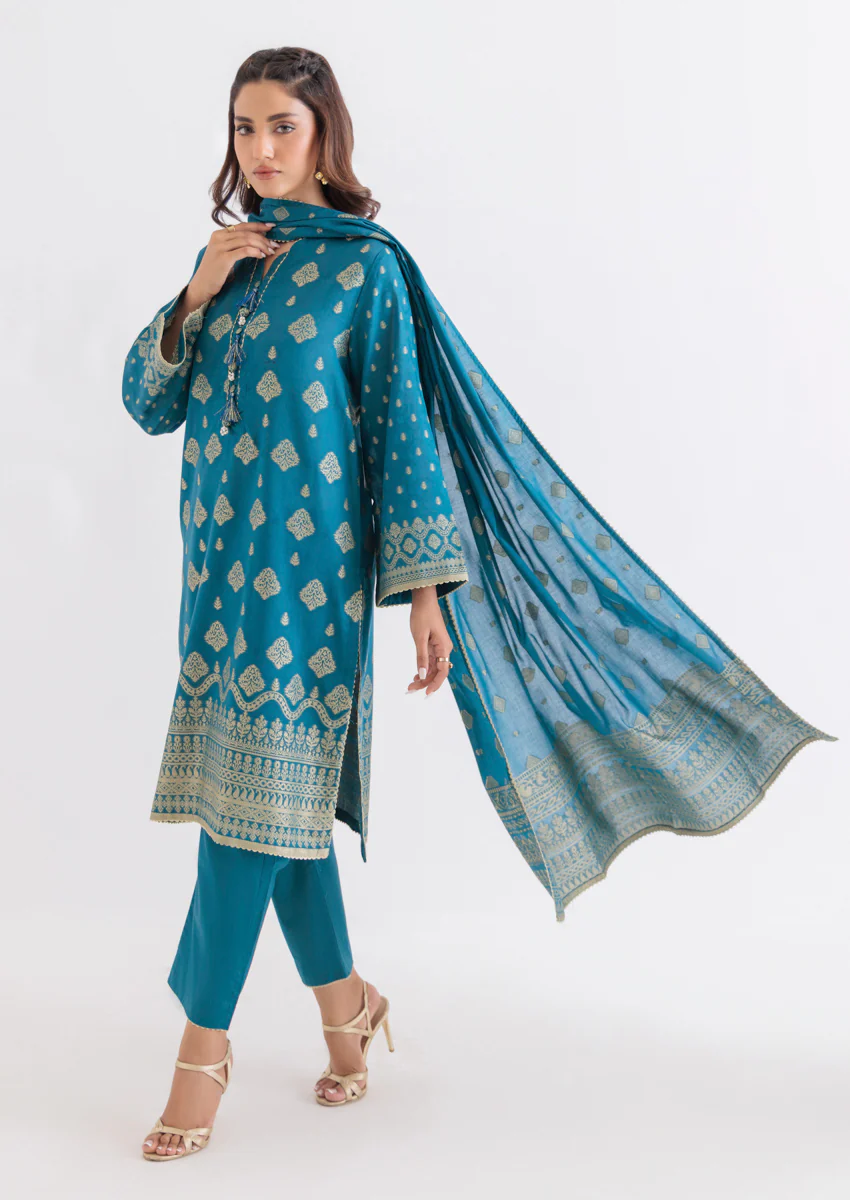 Teal-Jacquard-3 Piece (WPS25JD3007) - Image 3
