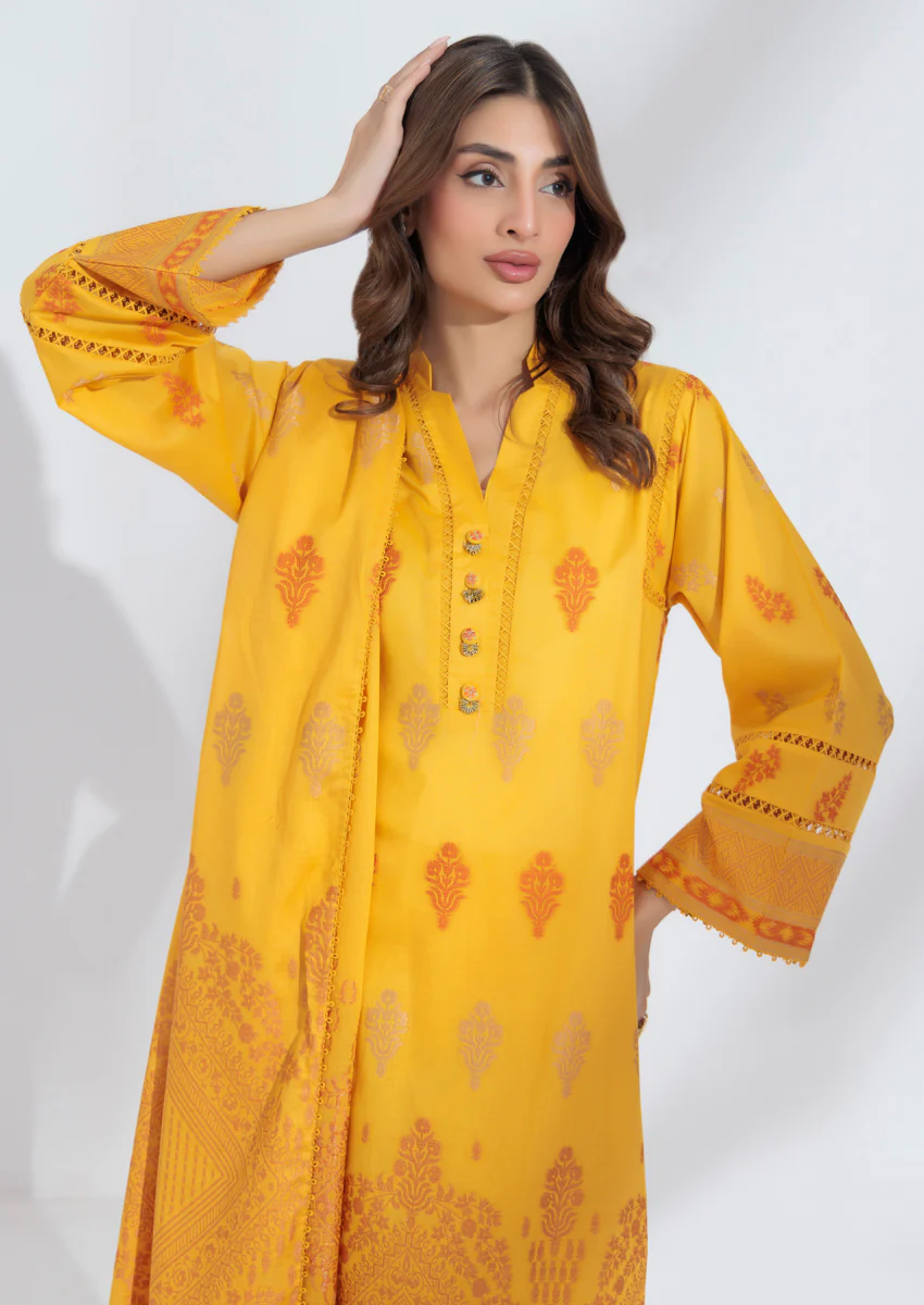 Mustard-Jacquard-3 Piece (WPS25JD3011) - Image 4