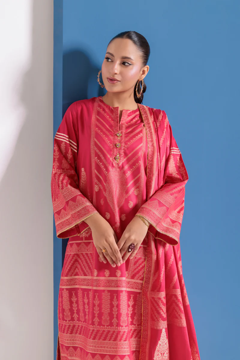 Pink-Jacquard-3 Piece (WPS25JD3045) - Image 3