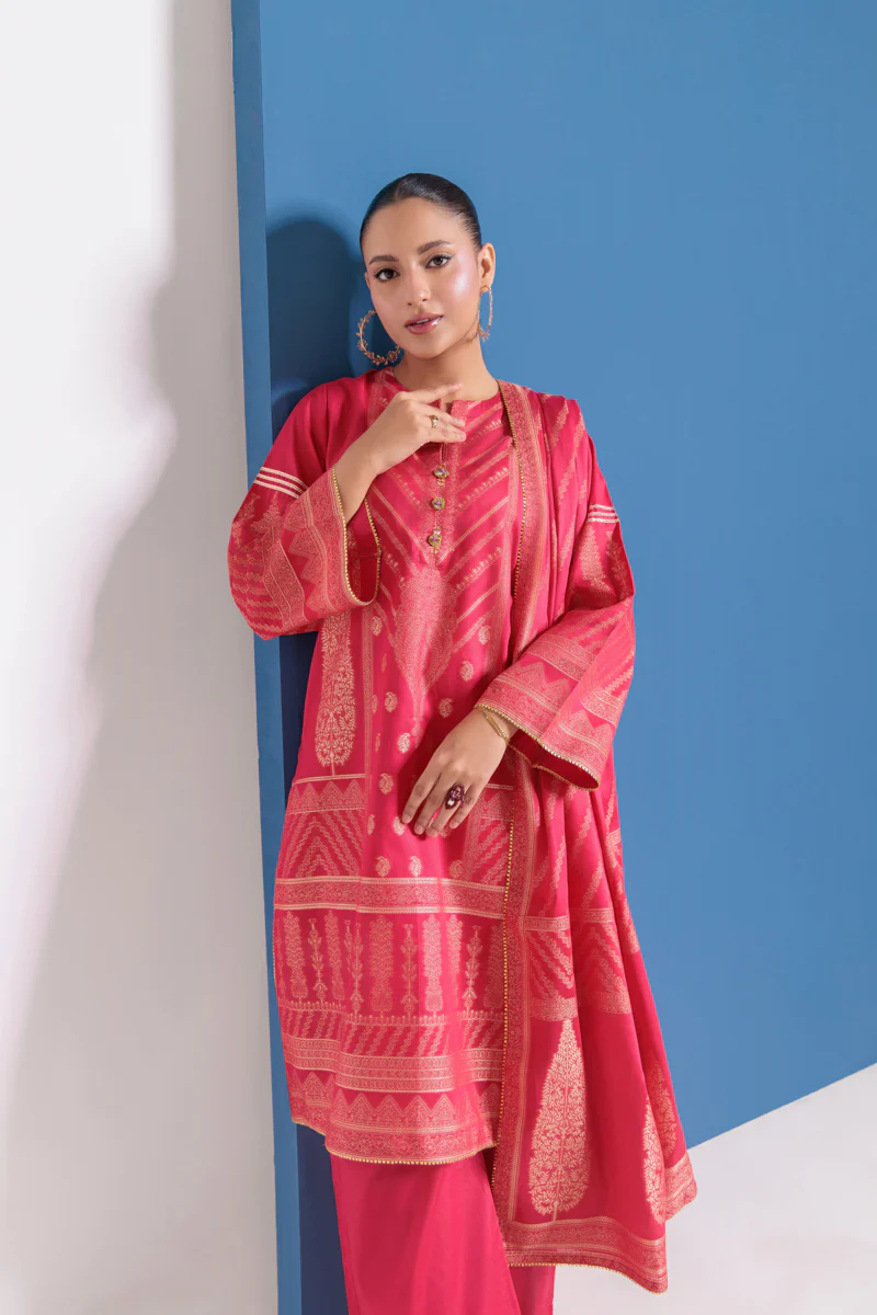 Pink-Jacquard-3 Piece (WPS25JD3045) - Image 4