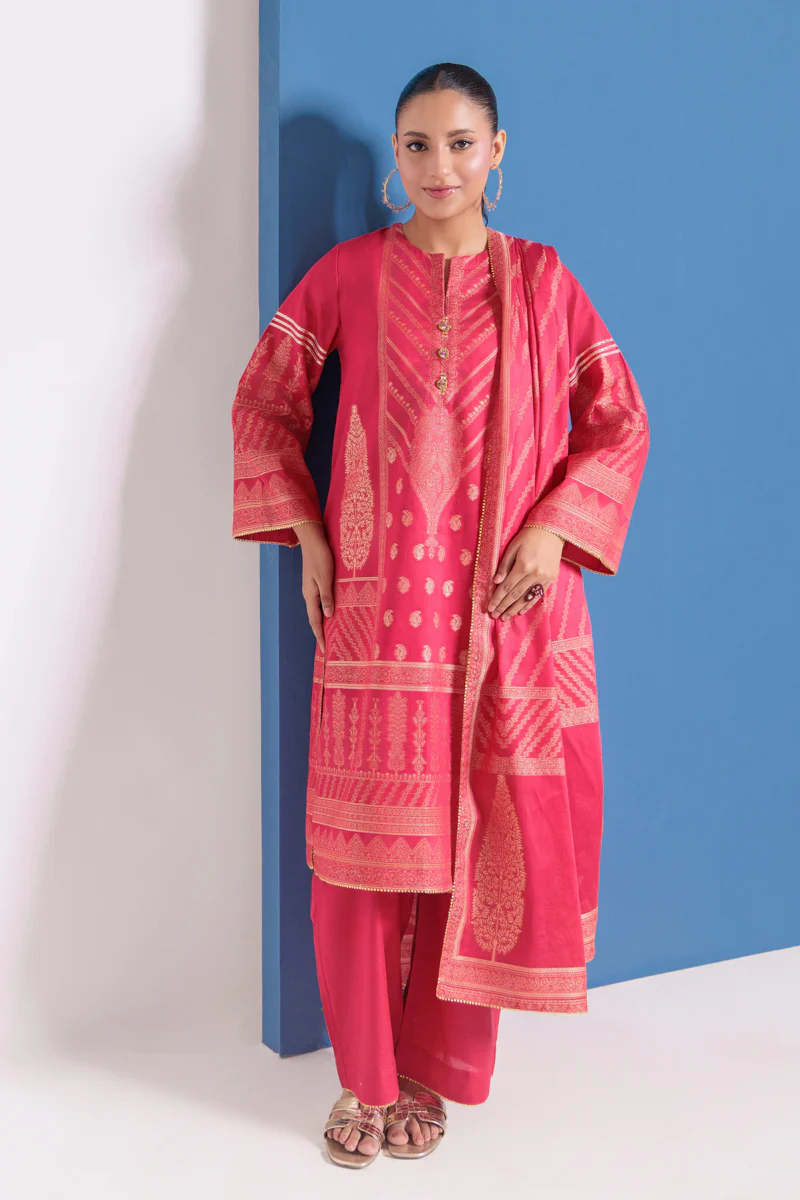 Pink-Jacquard-3 Piece (WPS25JD3045) - Image 6