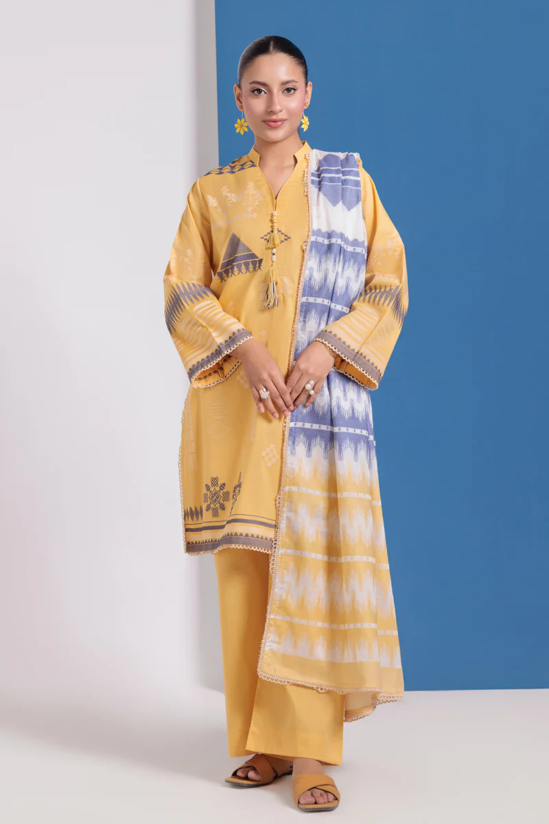 Mustard-Jacquard-3 Piece (WPS25JD3049) - Image 5