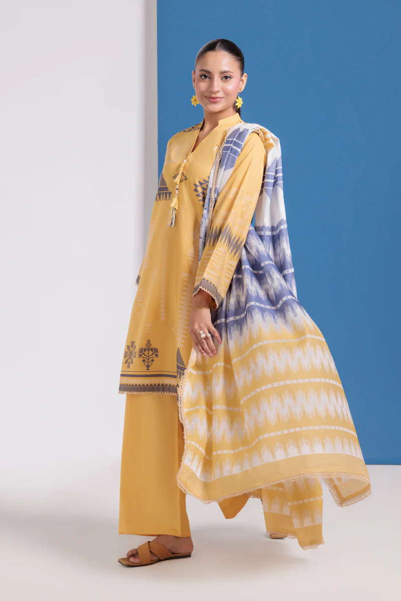 Mustard-Jacquard-3 Piece (WPS25JD3049) - Image 6
