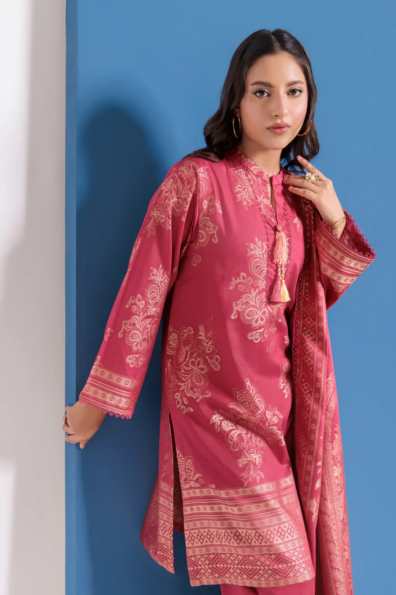 Pink-Jacquard-3 Piece (WPS25JD3052) - Image 3
