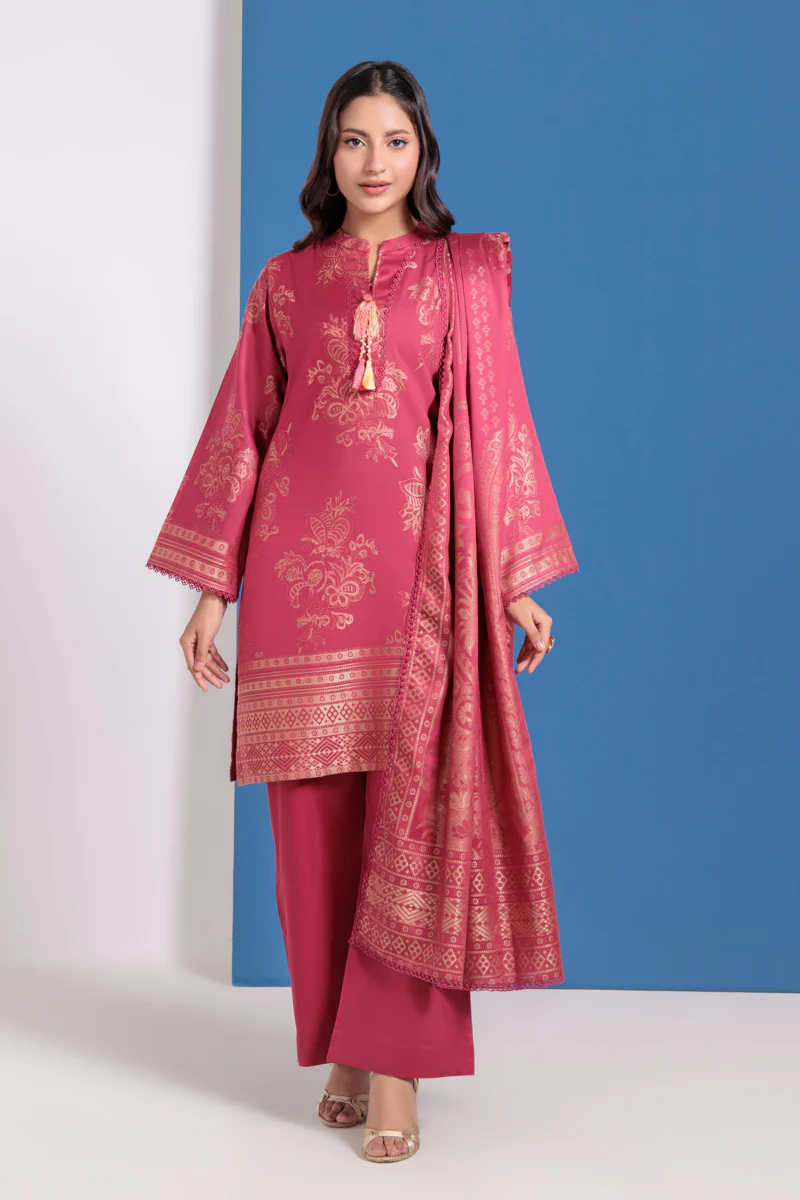 Pink-Jacquard-3 Piece (WPS25JD3052) - Image 4