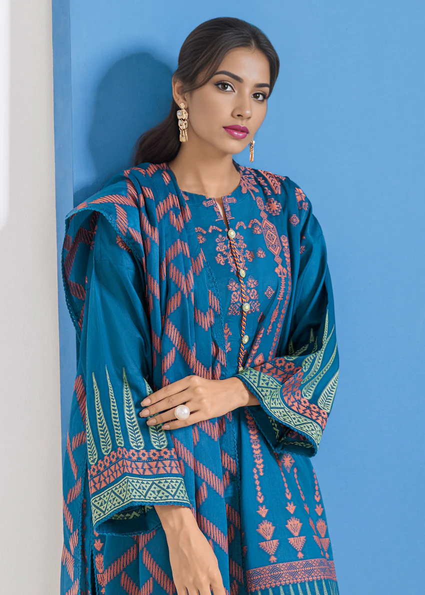 Teal-Jacquard-3 Piece (WPS25JD3059) - Image 4