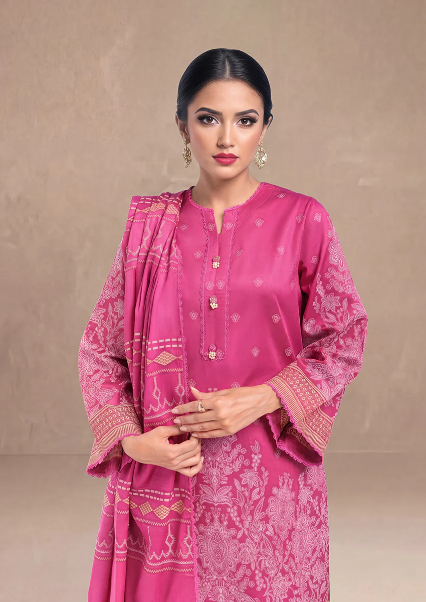 Pink-Jacquard-3 Piece (WPS25JD3064) - Image 2