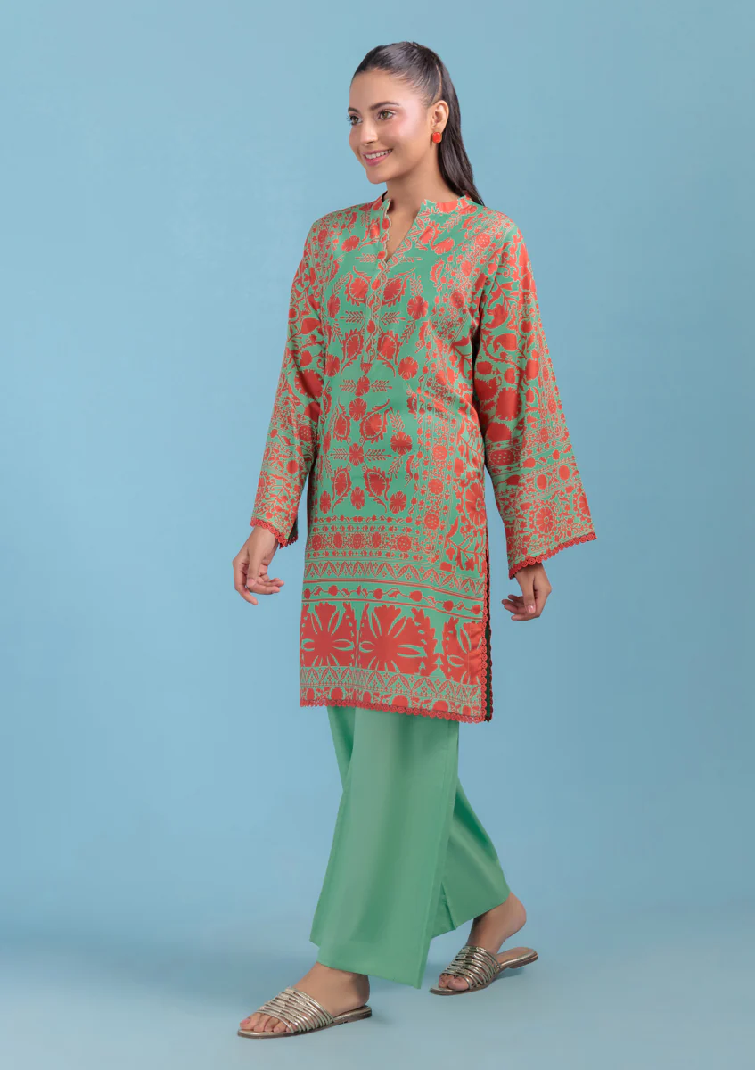 L-Green-Cambric-2 Piece (WPS25P2013) - Image 4