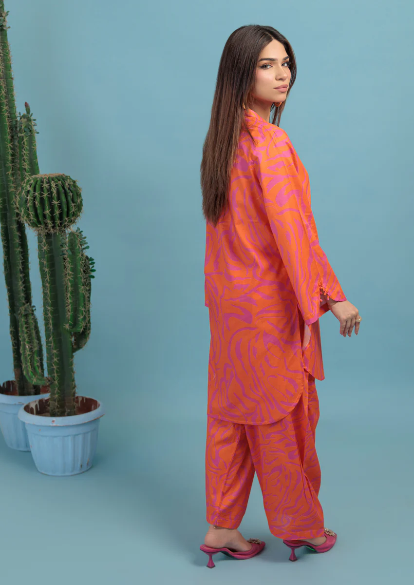 Orange-Lawn-2 Piece (WPS25P2018) - Image 2