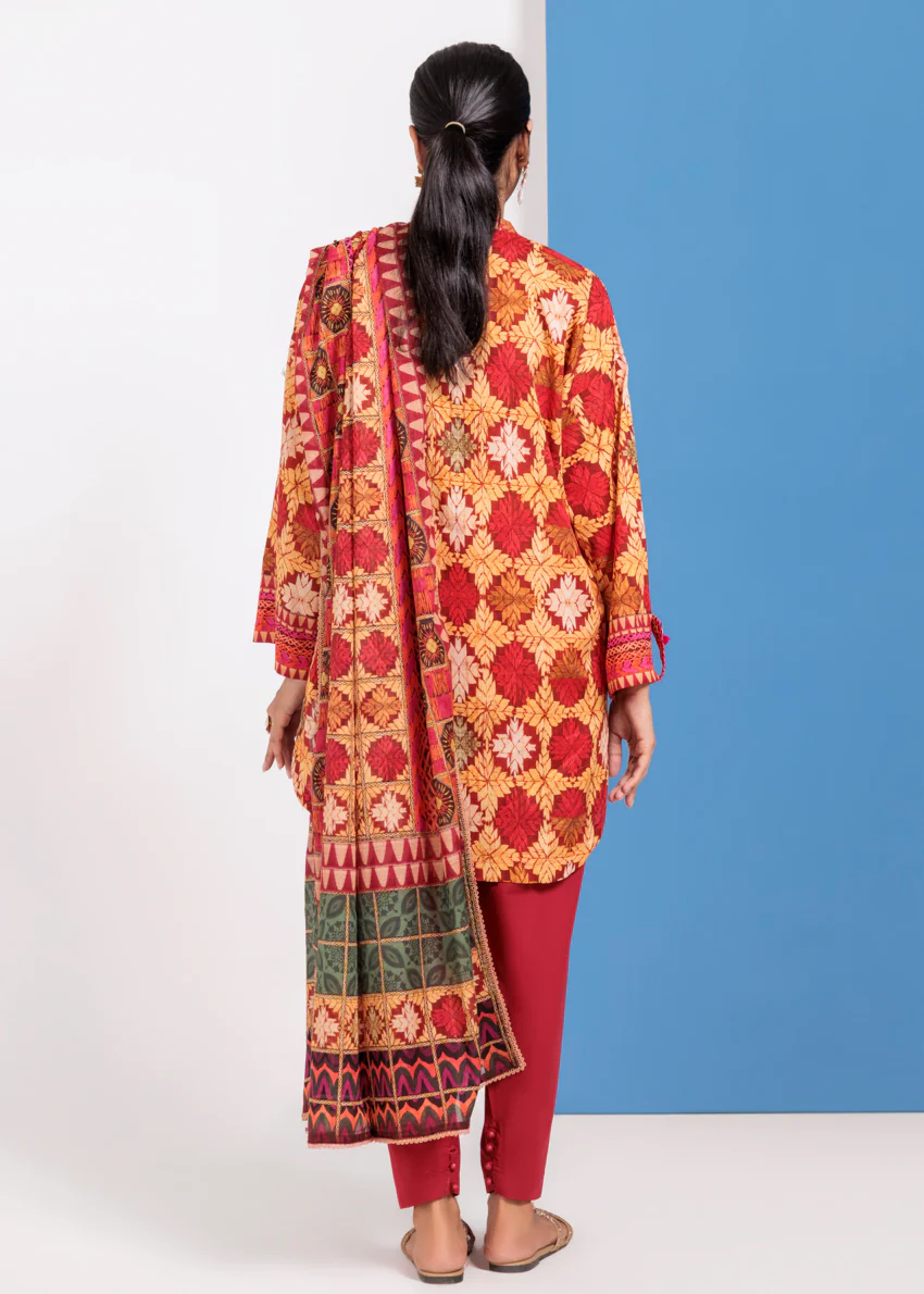 Maroon-Lawn-3 Piece (WPS25P3097) - Image 2