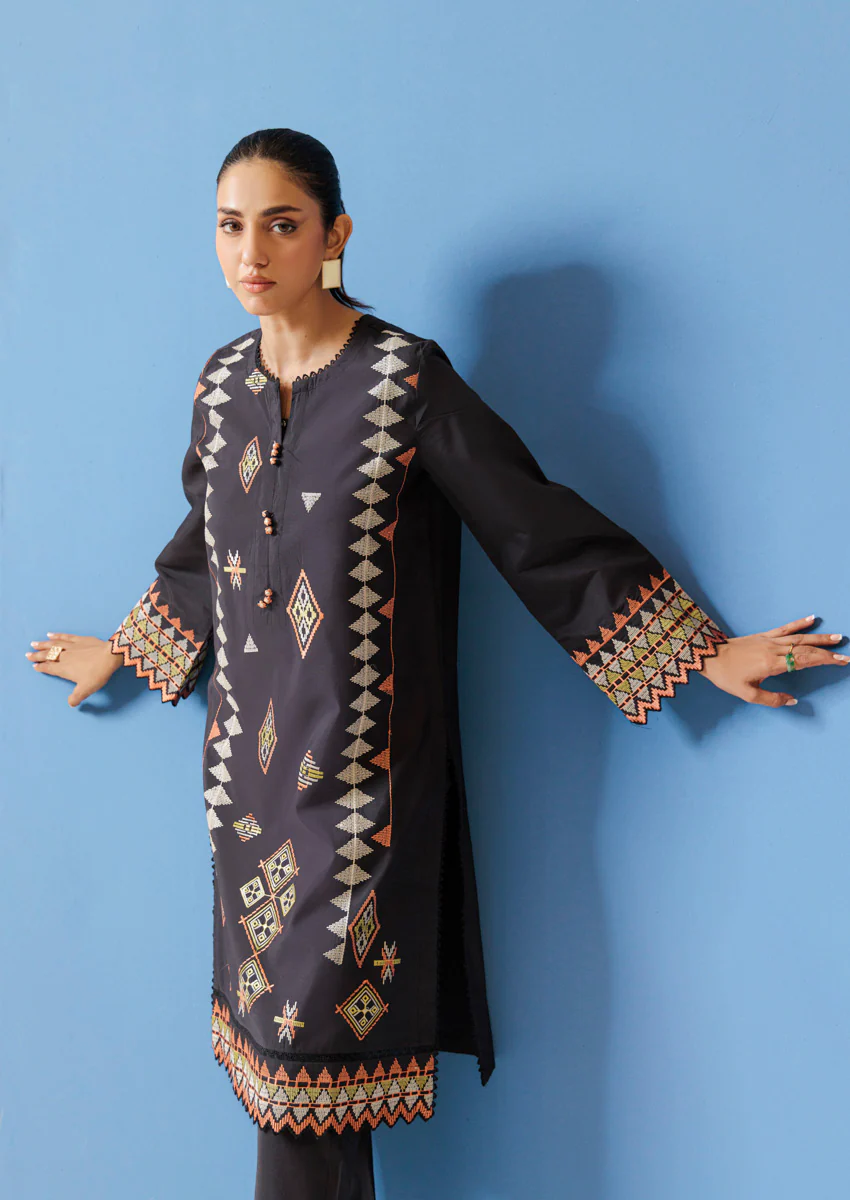 Black-Cotton Silk-2 Piece (WPS25SE2001) - Image 4