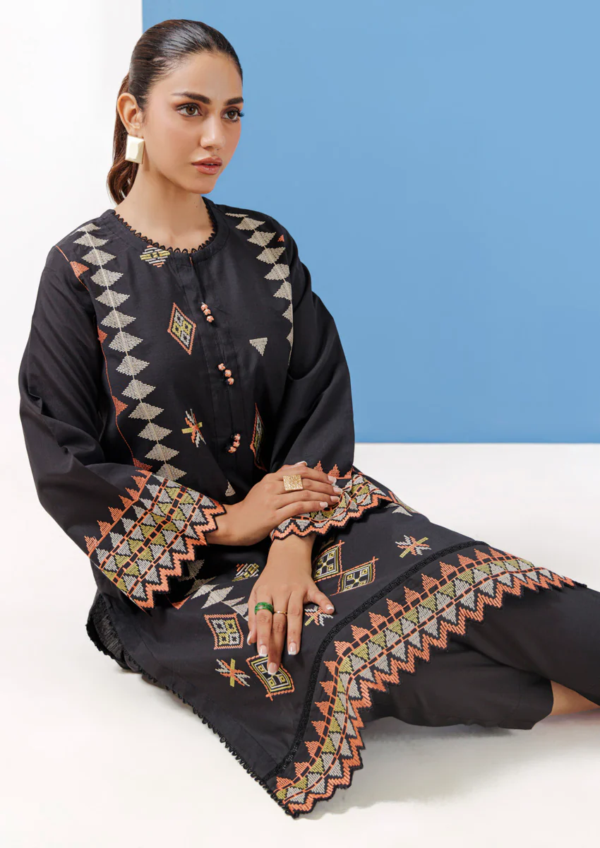 Black-Cotton Silk-2 Piece (WPS25SE2001) - Image 5