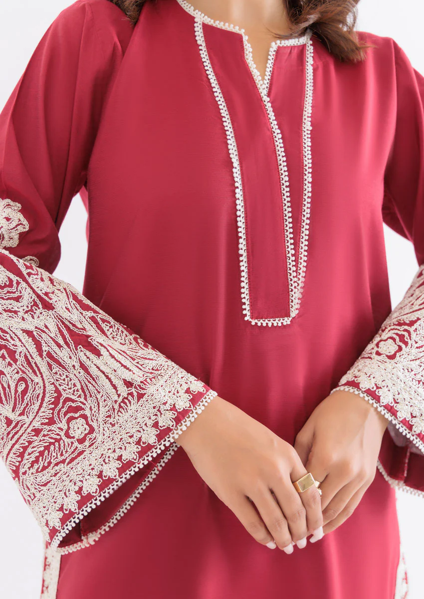 Red-Cotton Silk-2 Piece (WPS25SE2016) - Image 3