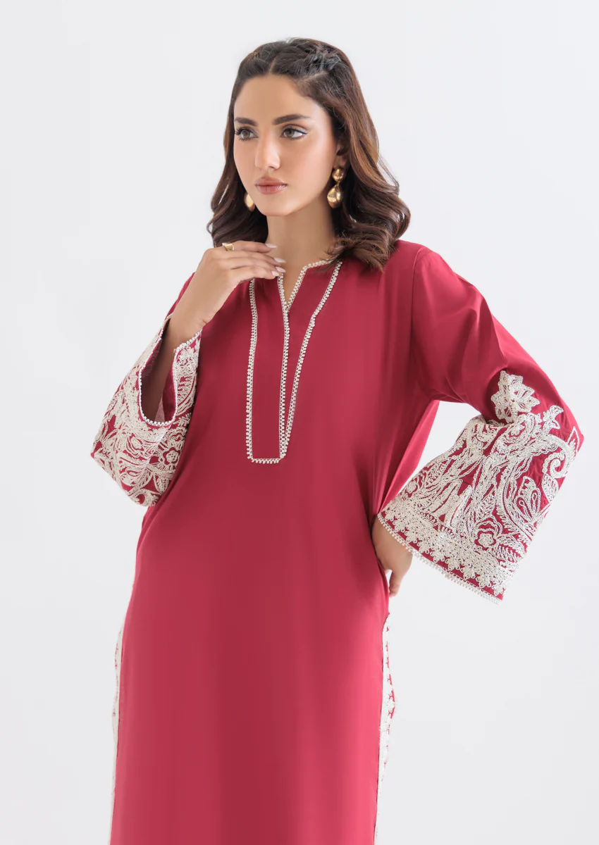 Red-Cotton Silk-2 Piece (WPS25SE2016) - Image 4