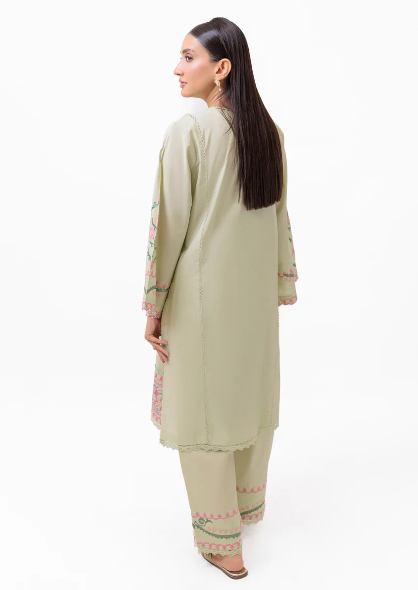 L-Green-Cotton Silk-2 Piece (WPS25SE2018) - Image 2