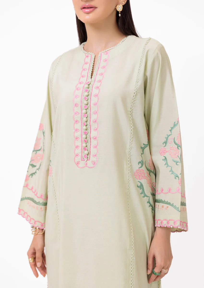 L-Green-Cotton Silk-2 Piece (WPS25SE2018) - Image 5