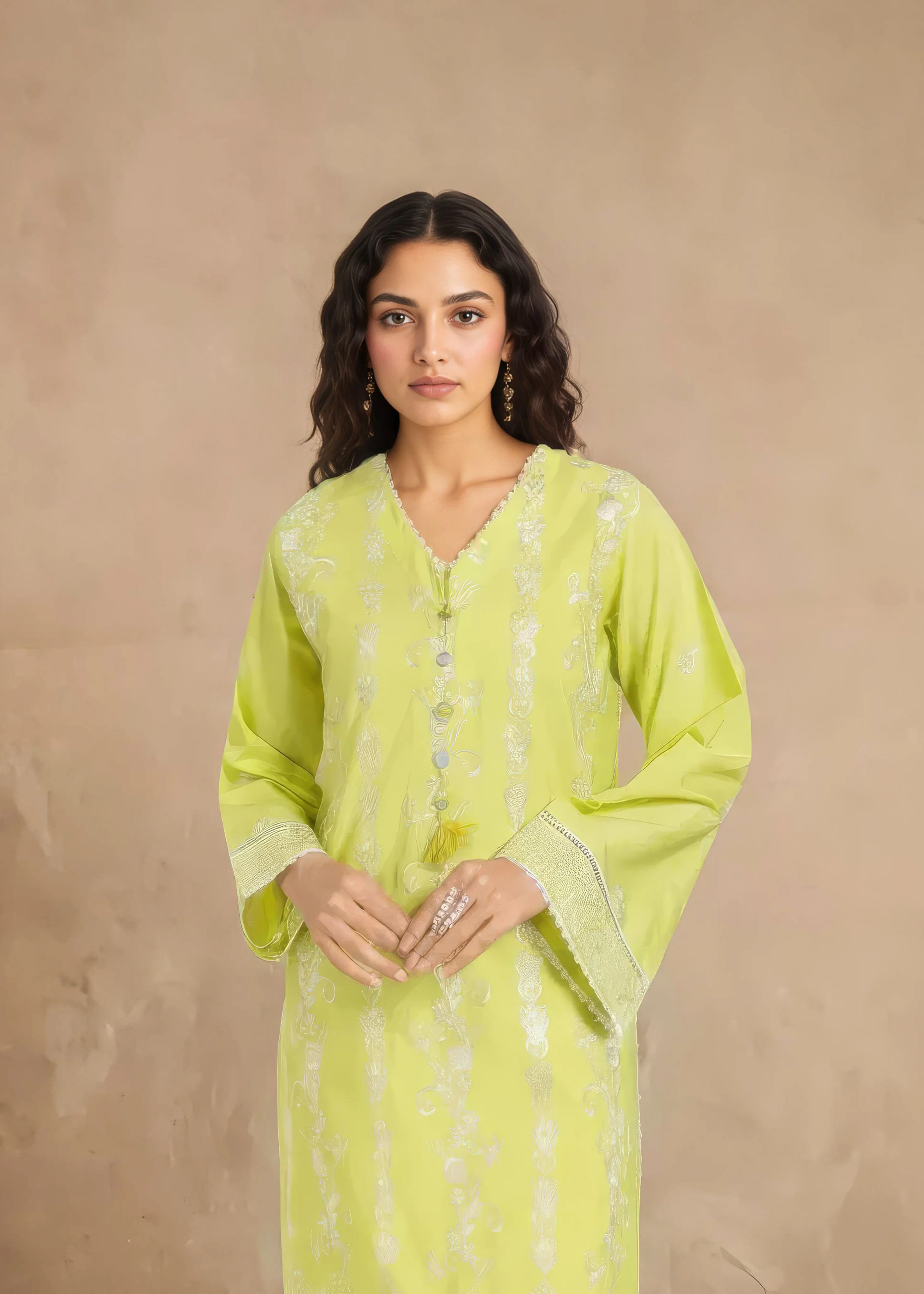 P-Green-Cotton Silk-2 Piece (WPS25SE2043) - Image 2