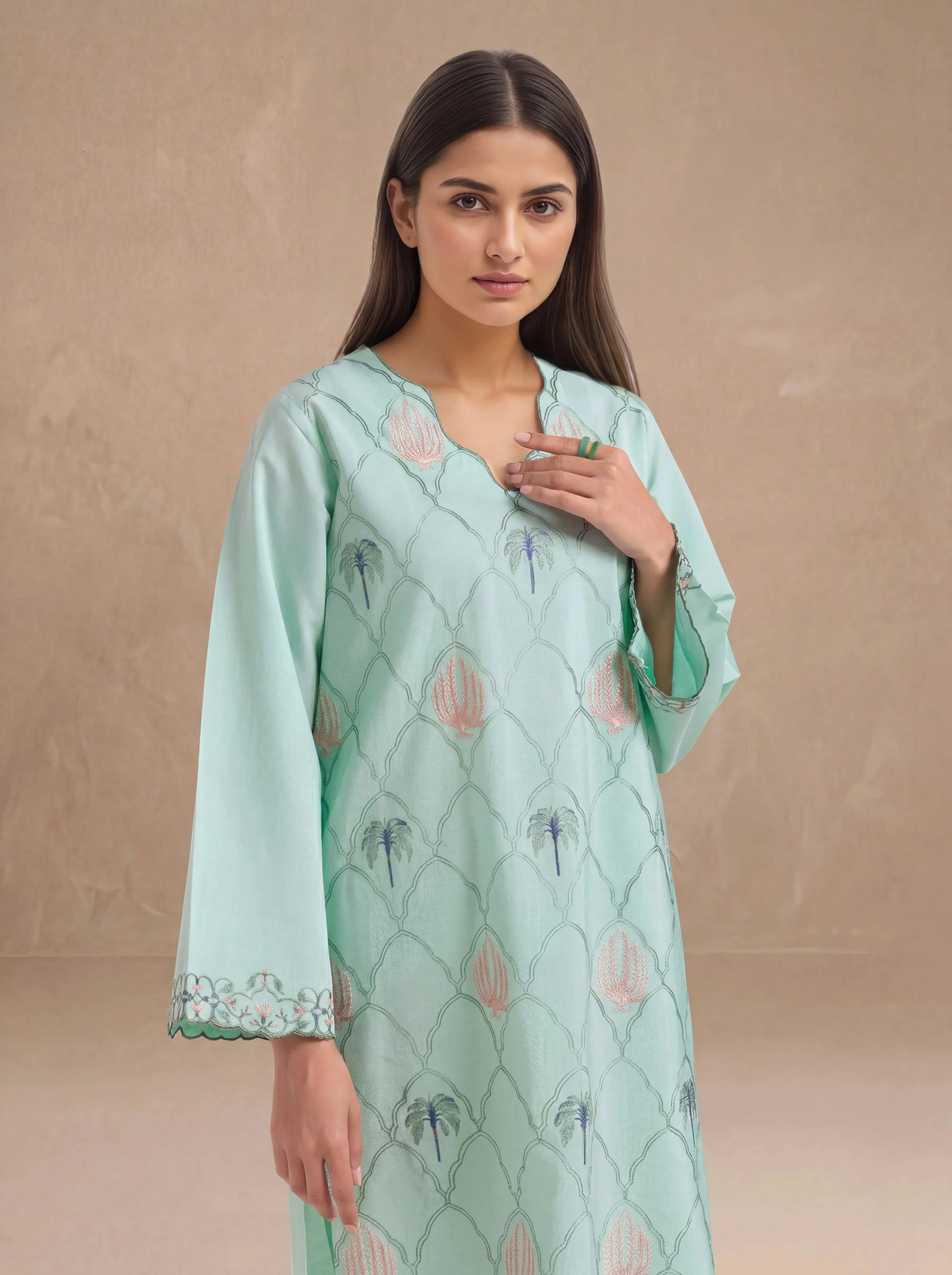 M-Green-Cotton Silk-2 Piece (WPS25SE2051) - Image 2