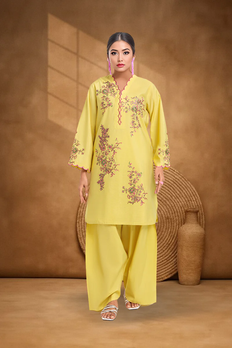 Lime-Cotton Silk-2 Piece (WPS25SE2052) - Image 3