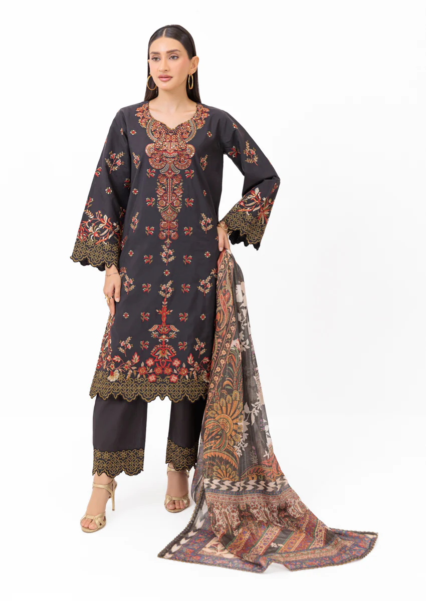 Black-Cotton Silk-3 Piece (WPS25SE3003) - Image 3