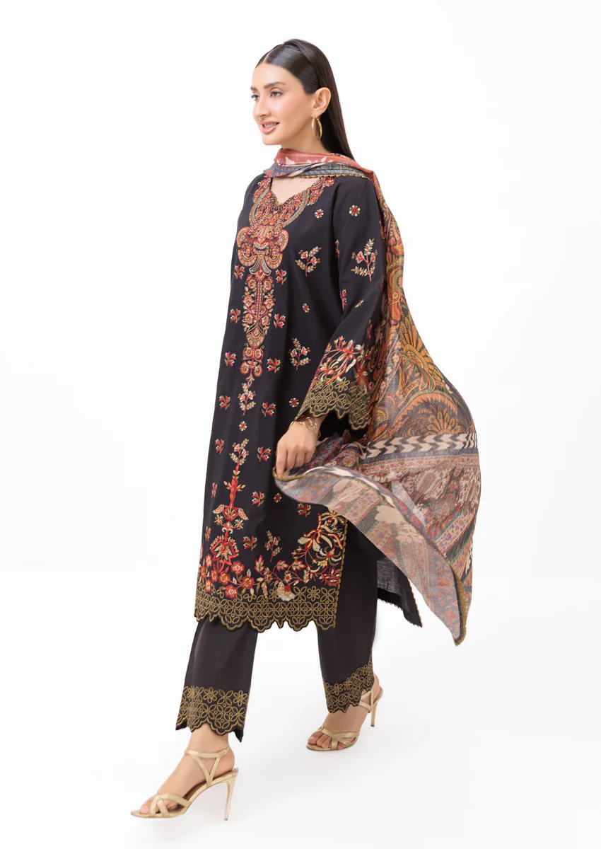 Black-Cotton Silk-3 Piece (WPS25SE3003) - Image 6
