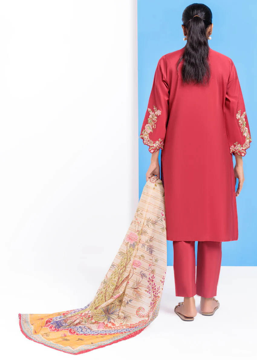 Red-Cotton Silk-3 Piece (WPS25SE3019) - Image 2