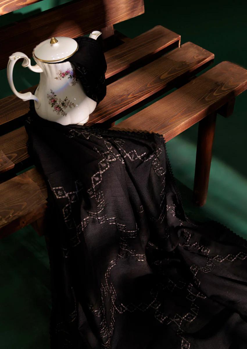 Embroidered Black Voile Dupatta (WPS25VD1015) - Image 7