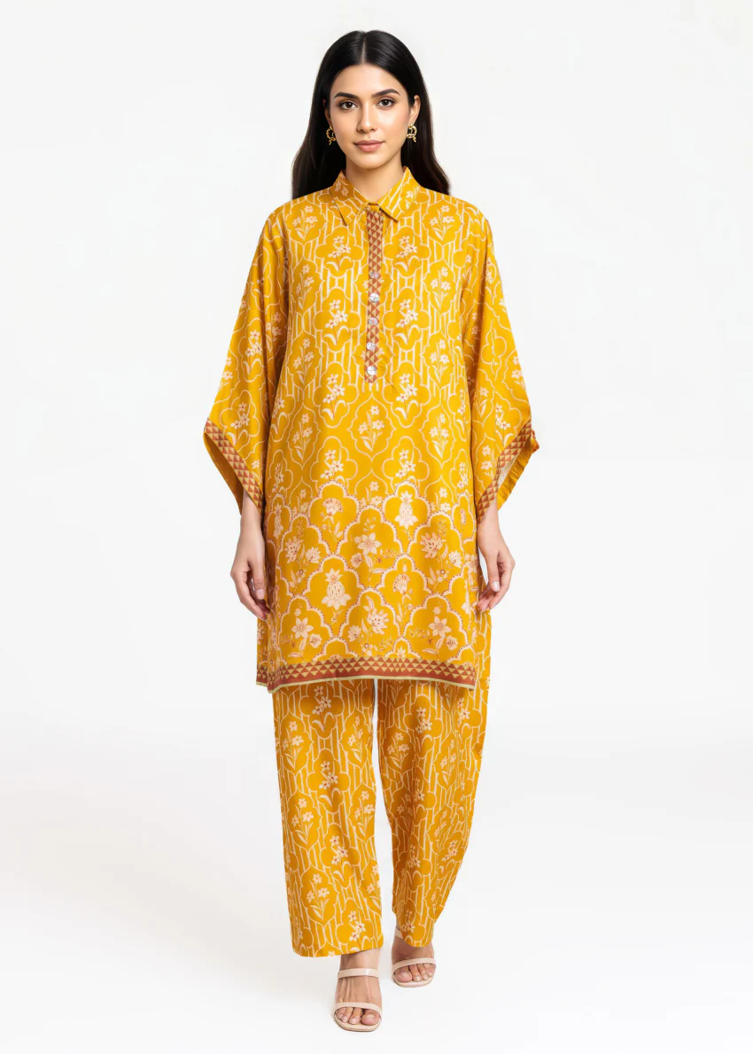 Mustard-Viscose-2 Piece (WPSTPBW25B11D11) - Image 2