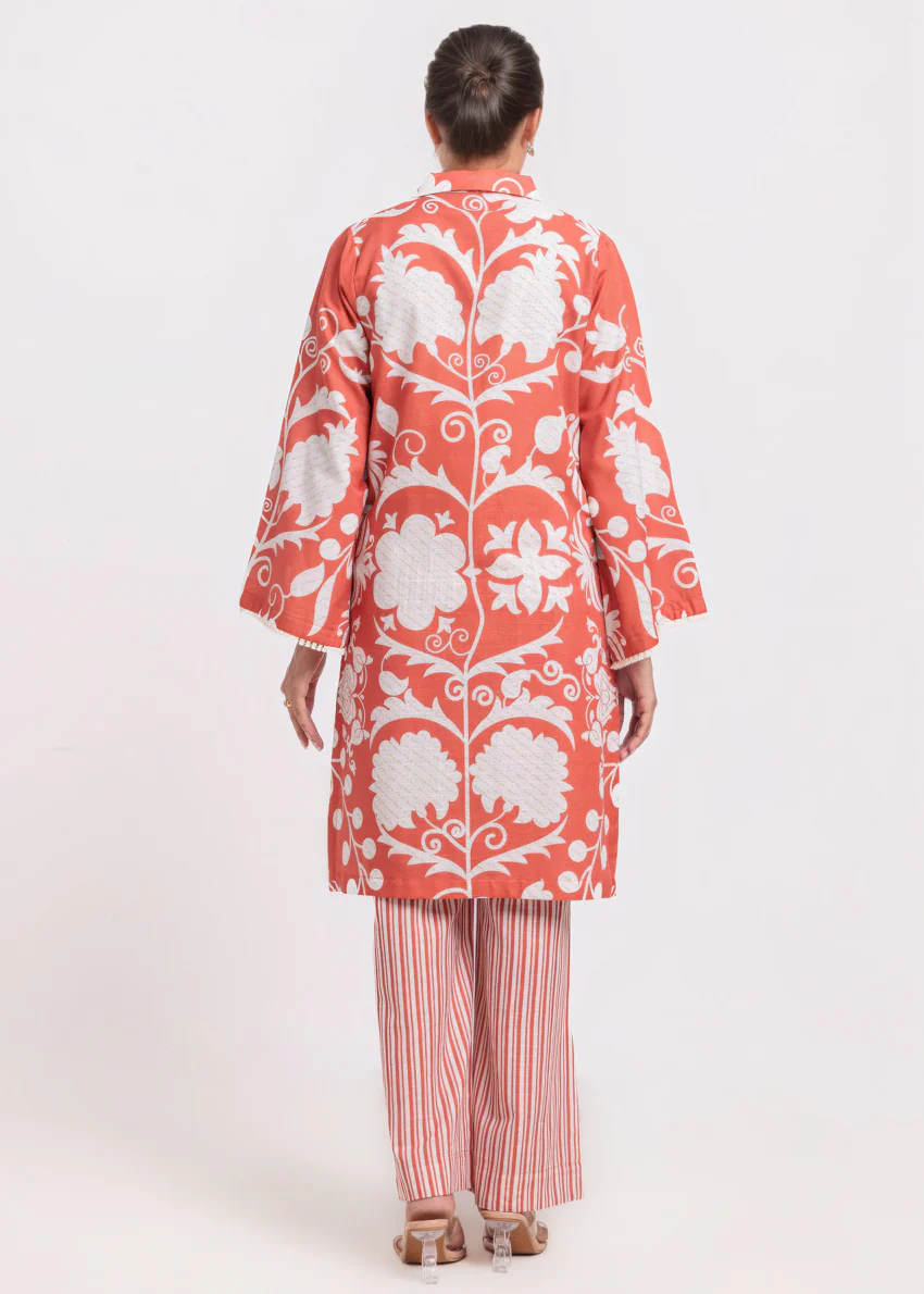 Orange-Khaddar-2 Piece (WPSTPBW25HR10N6) - Image 2