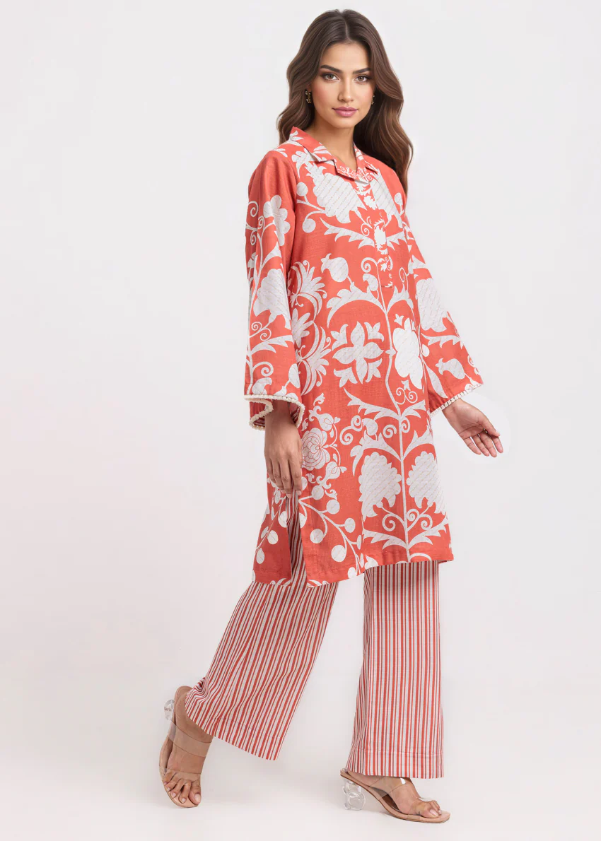 Orange-Khaddar-2 Piece (WPSTPBW25HR10N6) - Image 3