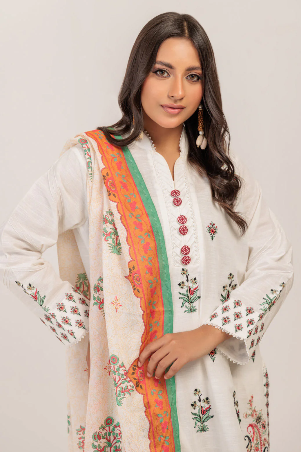 O-WHITE-KHADDAR-3 PIECE (WS2243P15) - Image 2