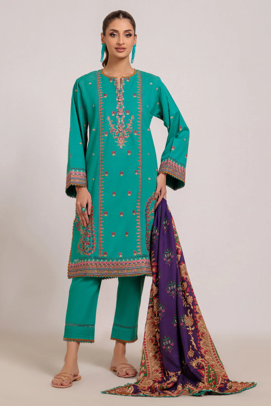 GREEN-KHADDAR-3 PIECE (WS2243P18) - Image 3