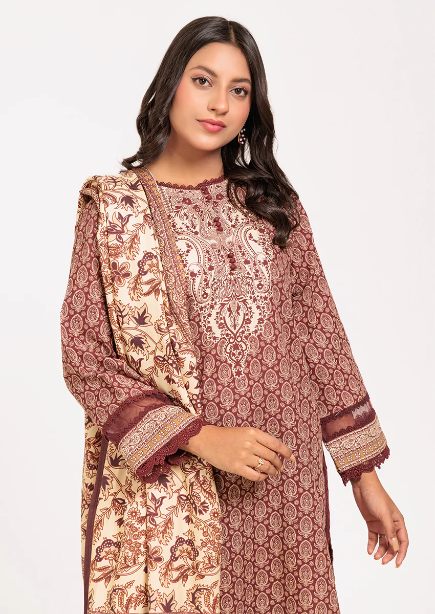 MAROON-KHADDAR-3 PIECE (WS2243P24) - Image 3