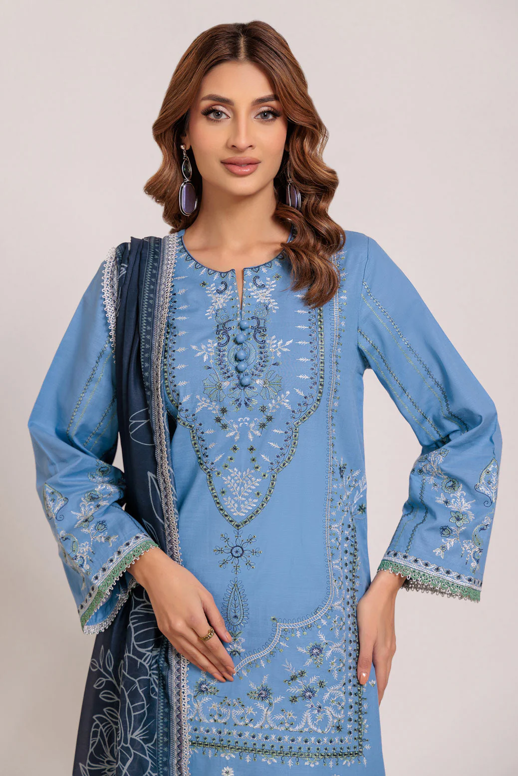 BLUE-KHADDAR-3 PIECE (WS2243P39) - Image 2