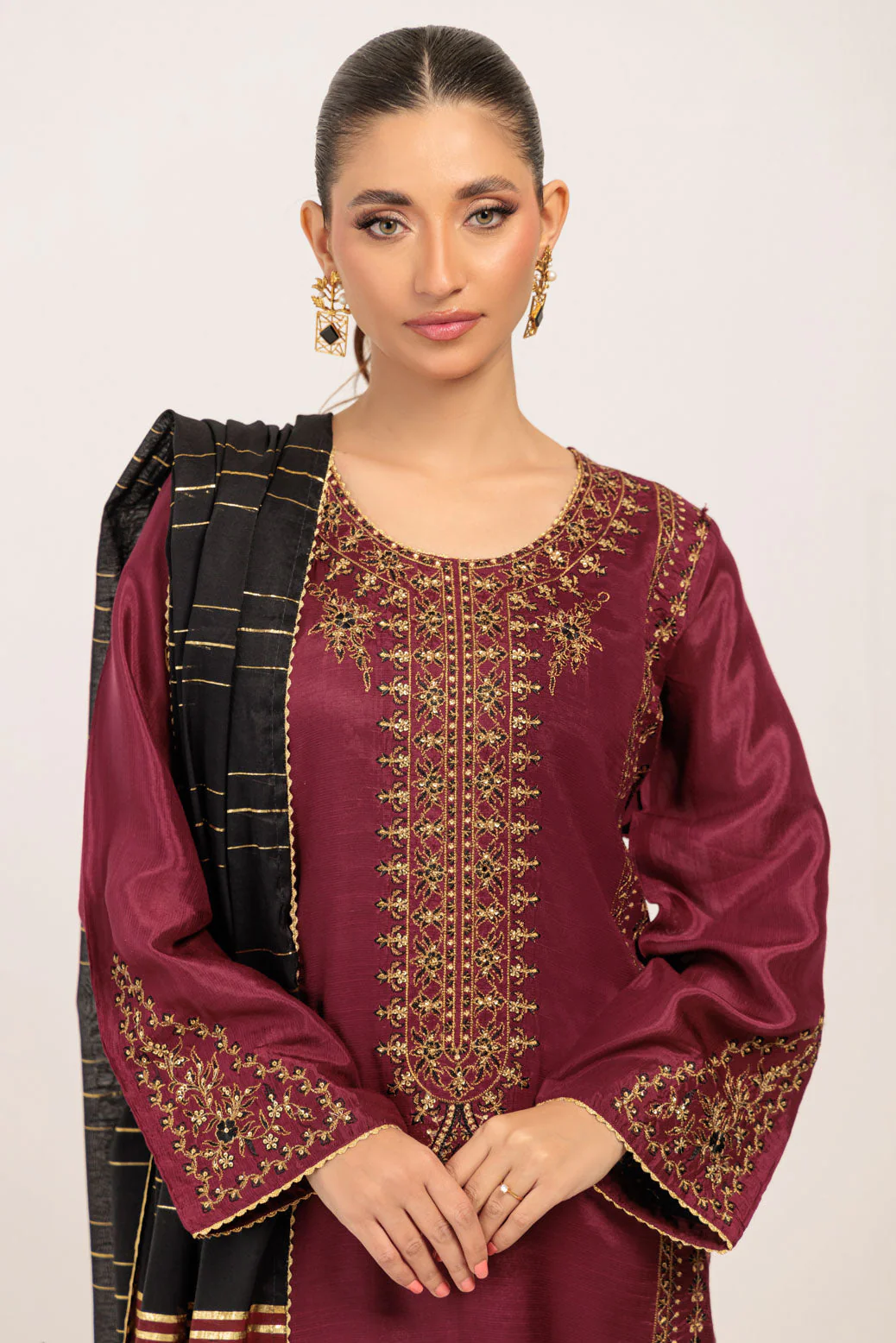 MAROON-SILK-3 PIECE (WS5243P04) - Image 2