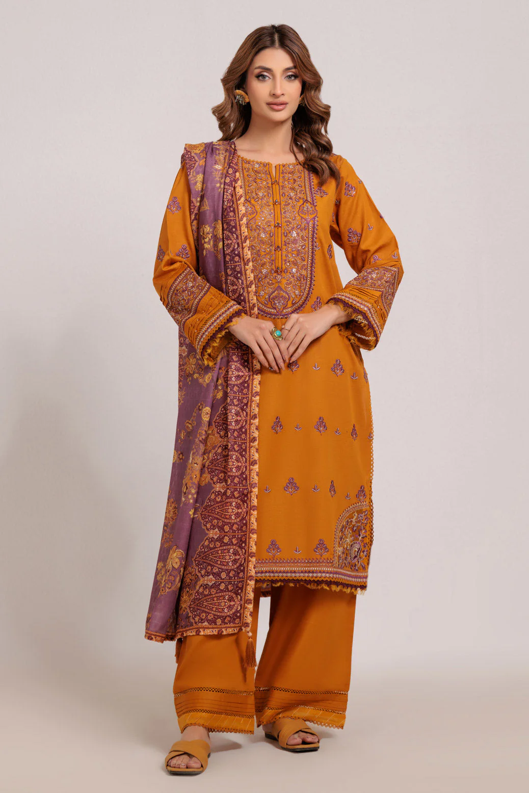 MUSTARD-KHADDAR-3 PIECE (WS6243P31) - Image 4
