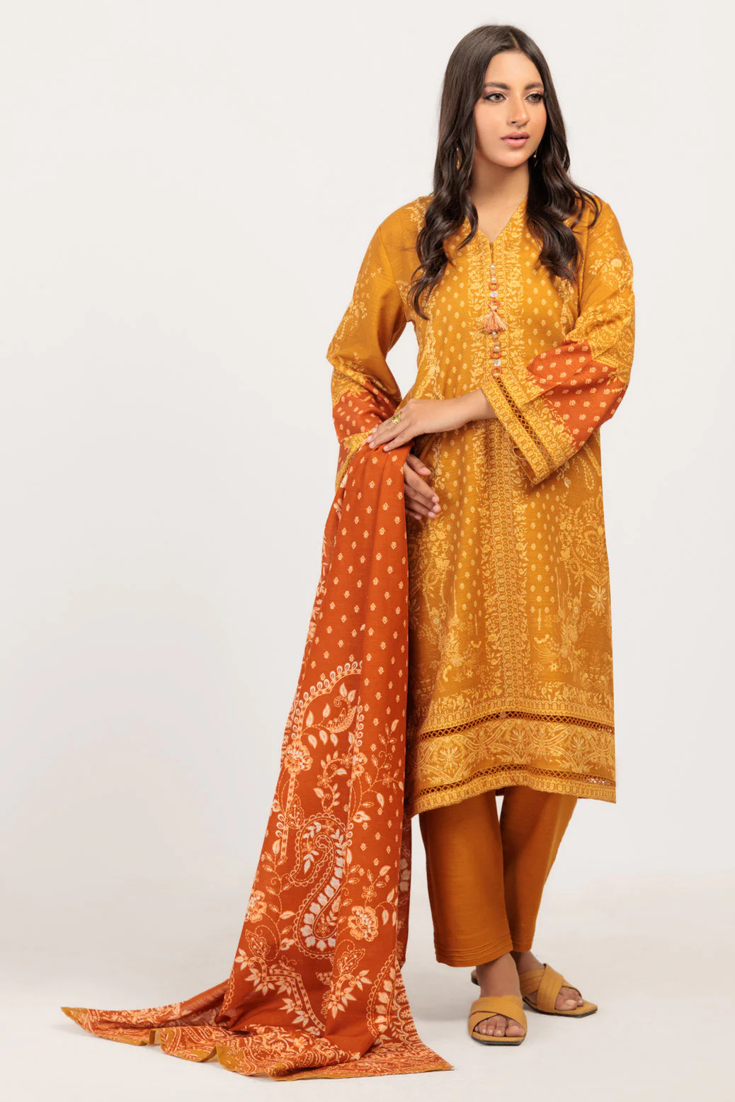 MUSTARD-KHADDAR-3 PIECE (WS6243P46) - Image 3