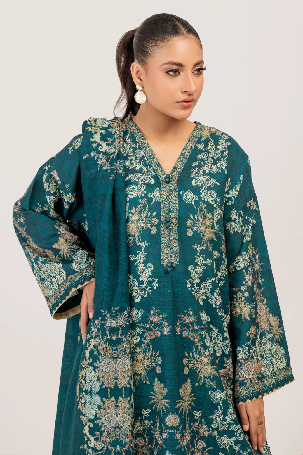 TEAL-KHADDAR-3 PIECE (WS6243P58) - Image 2