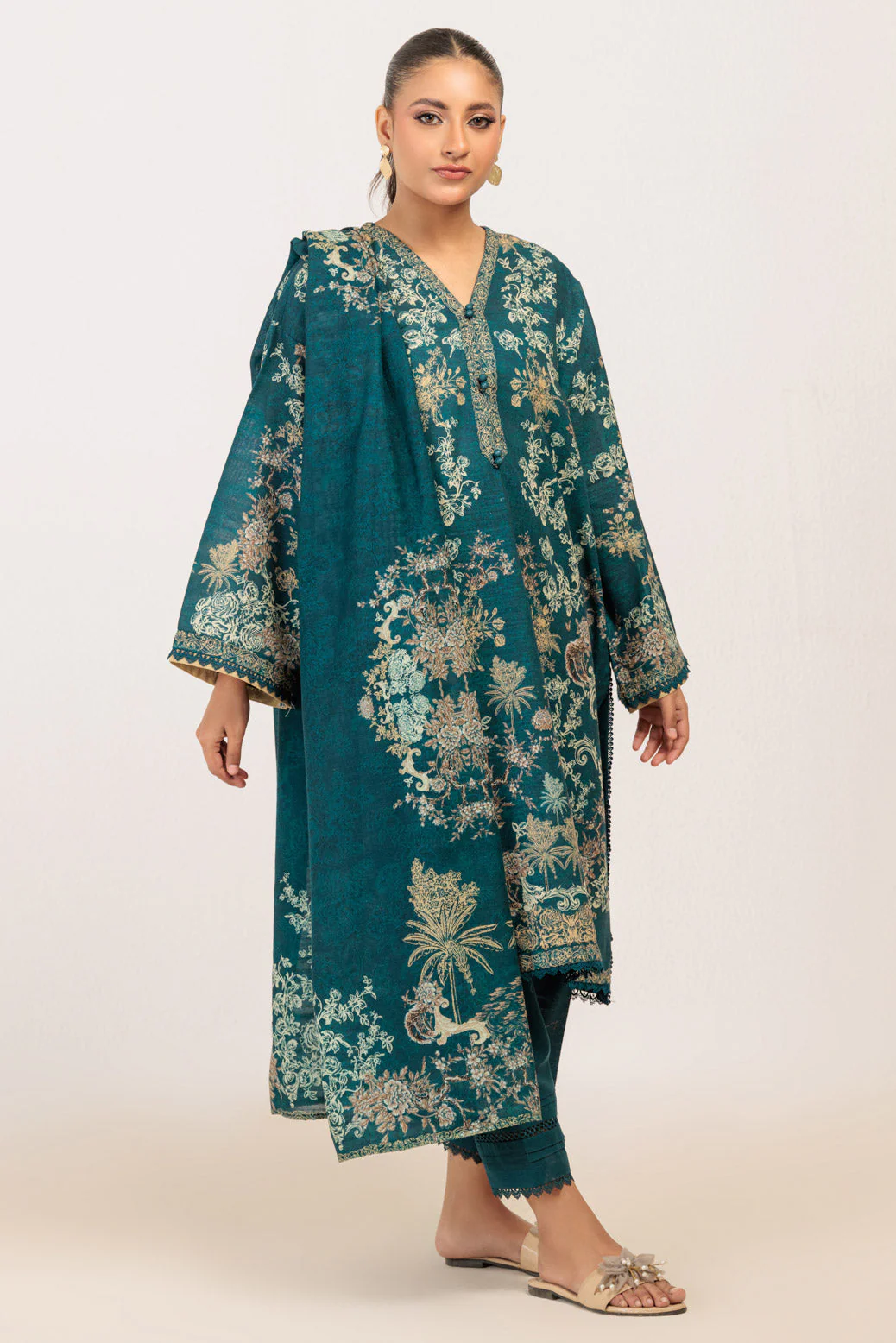 TEAL-KHADDAR-3 PIECE (WS6243P58) - Image 3