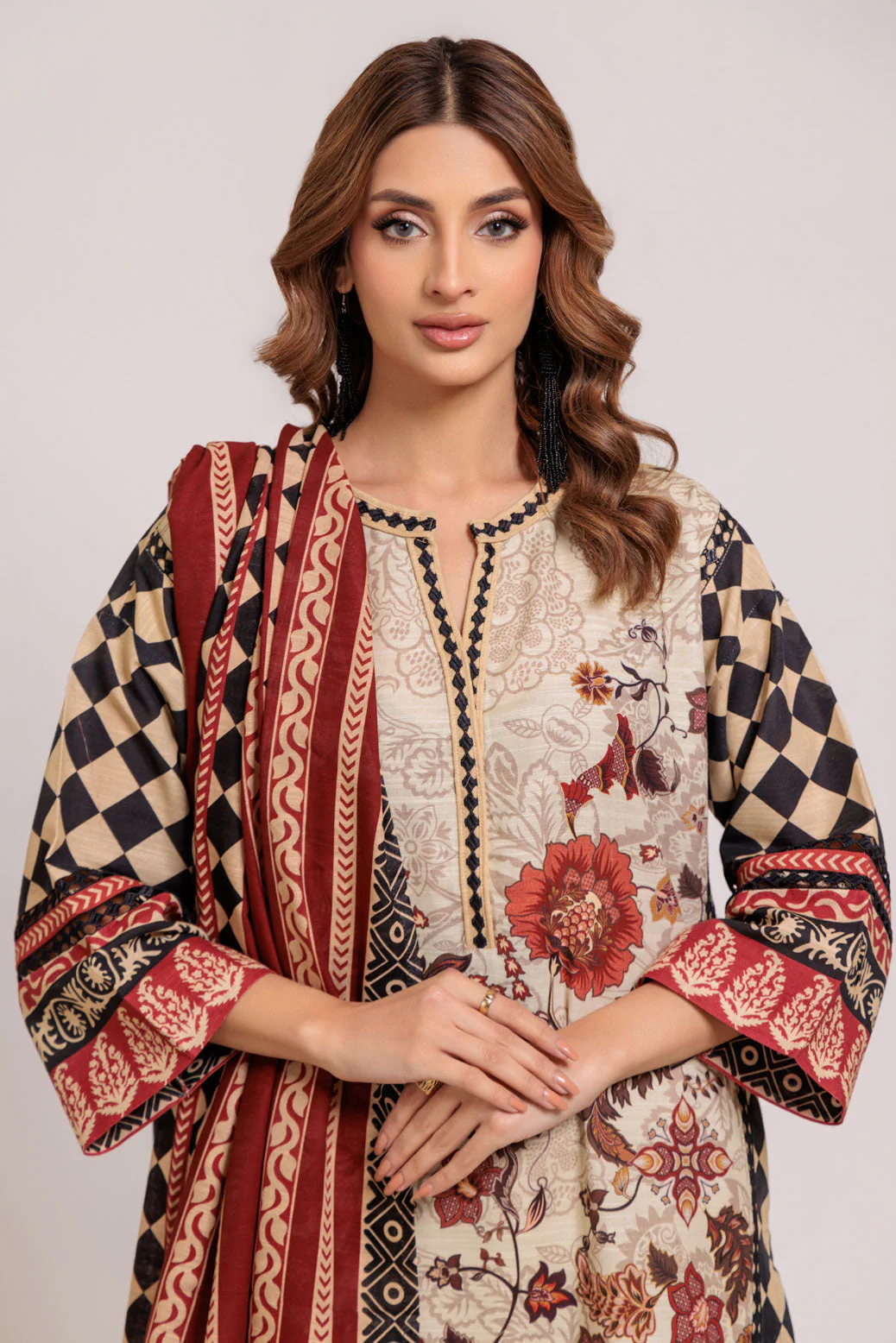 BEIGE-KHADDAR-3 PIECE (WS7243P32) - Image 2