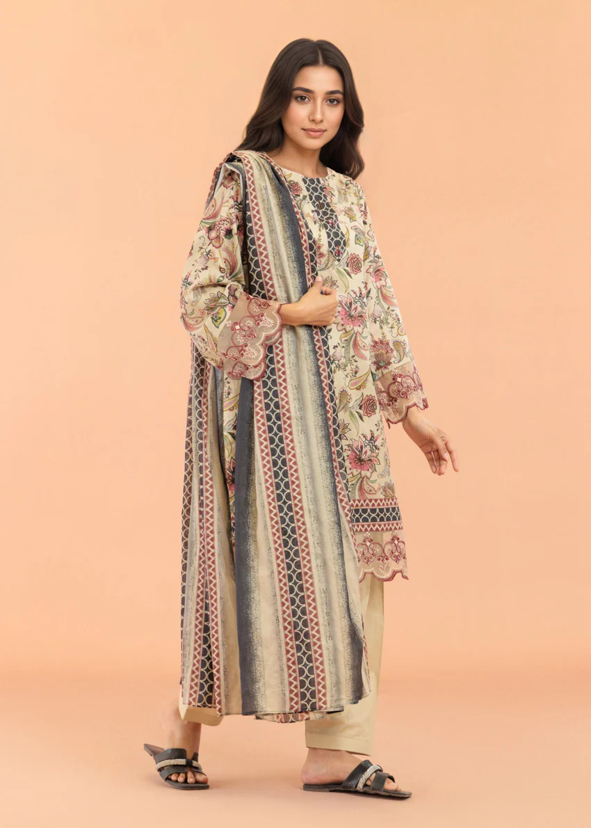 Beige-Lawn-3 Piece (WU3PPBS25KA7A14P) - Image 3