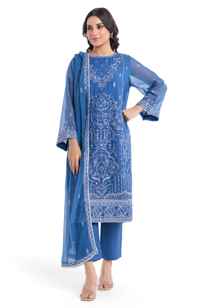Blue-Chiffon-3 Piece (WU3PSLS25AF13P) - Image 3