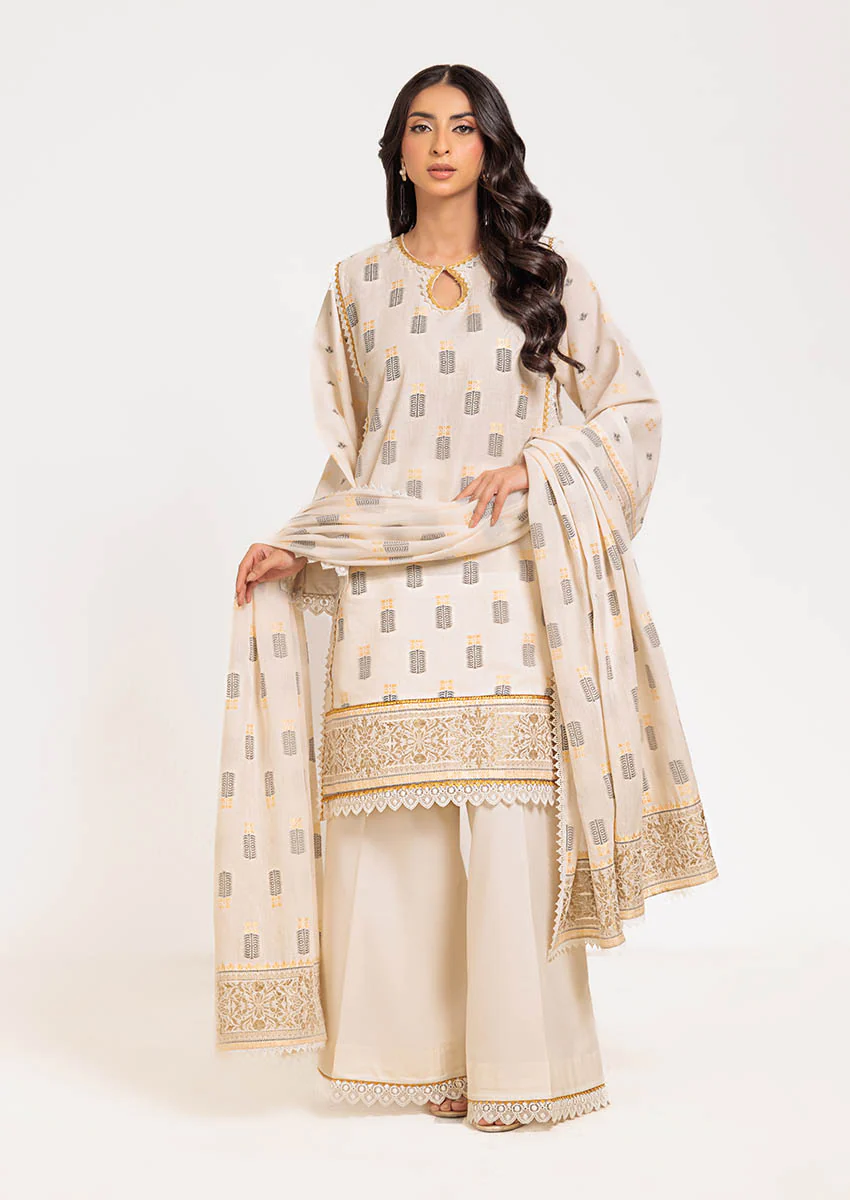Cream-Jacquard-3 Pc (WUS25J3008) - Image 3